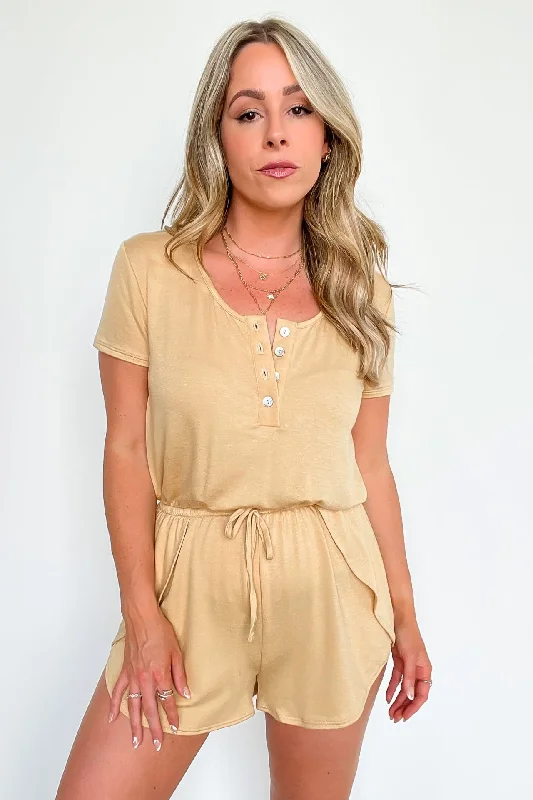 Rosalinah Jersey Knit Button Front Romper - FINAL SALE