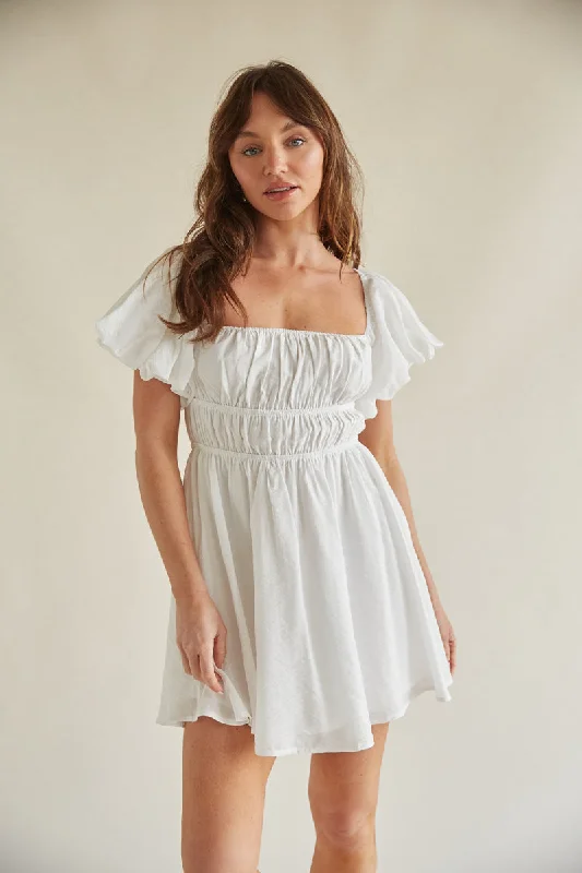 Santal Puff Sleeve Babydoll Mini Dress