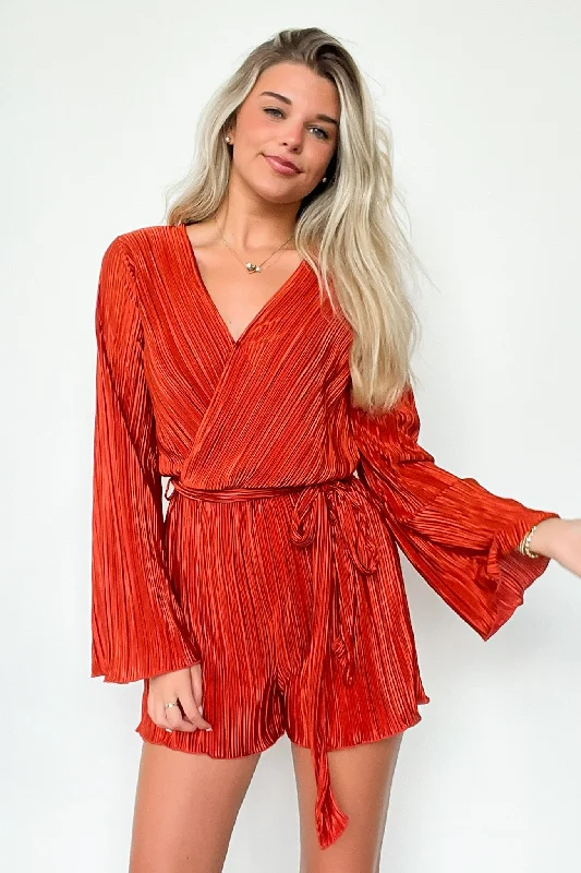 Sultry Beauty Pleated Satin Romper - FINAL SALE