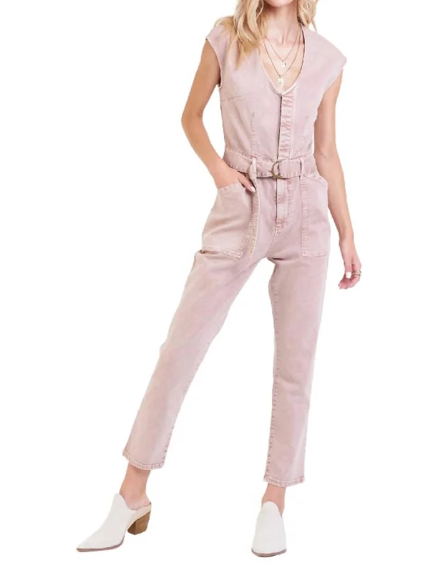 Nicole Denim Jumpsuit In Rose